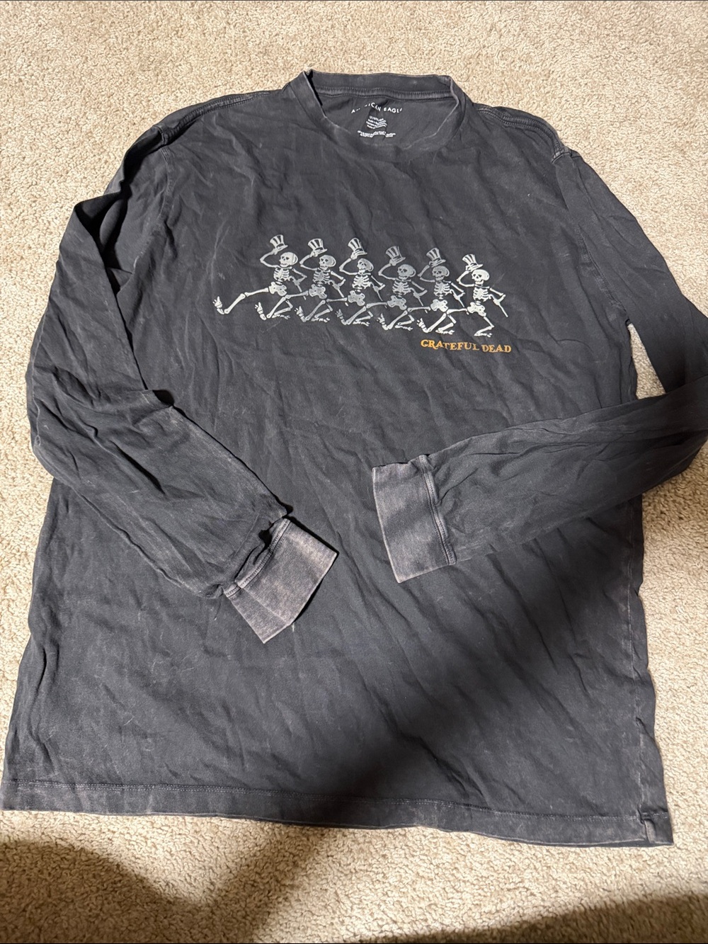 Grateful Dead Men’s Long Sleeve Crewneck Shirt - Black American Eagle